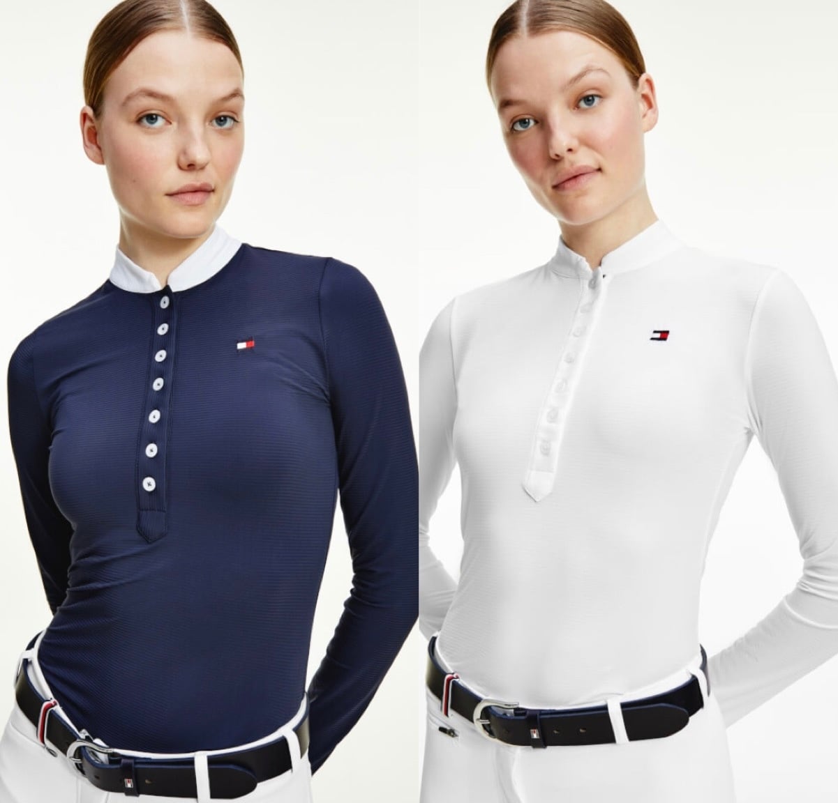 競技用シャツ 長袖 レディース ショーシャツ ダークブルー/ホワイト Tommy Hilfiger Equestrian 2022