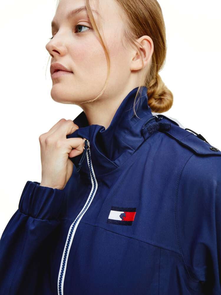 フード付き防水レインコート レディース Tommy Hilfiger Equestrian ダークブルー