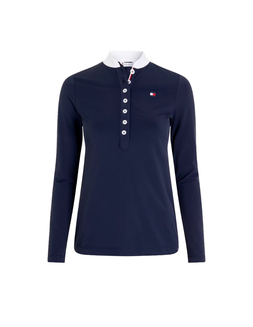 競技用シャツ 長袖 レディース ショーシャツ ダークブルー/ホワイト Tommy Hilfiger Equestrian 2022