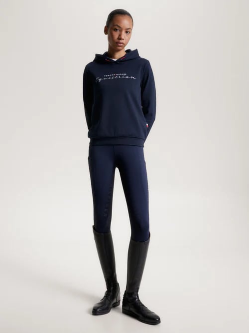 乗馬用スェットパーカー 色褪せ防止加工 レディース Tommy Hilfiger Equestrian ネイビー