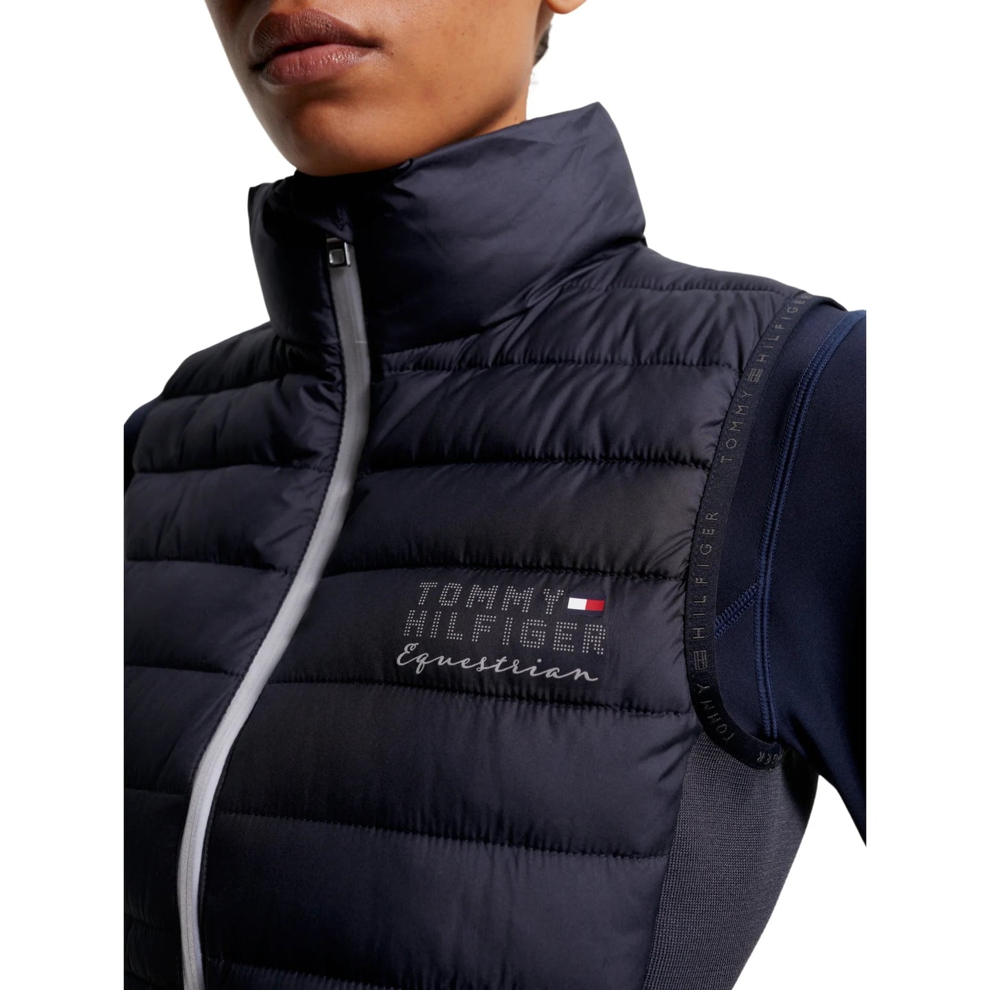 乗馬用ライトダウンベスト レディース Tommy Hilfiger Equestrian ネイビー・シルバー