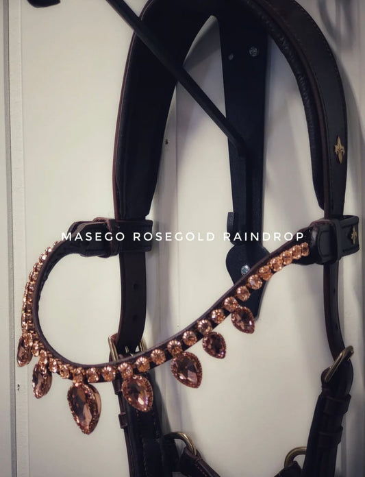 【即日配送】クリスタルレインドロップ額革 スワロフスキー ロースゴールド コブサイズ Masego