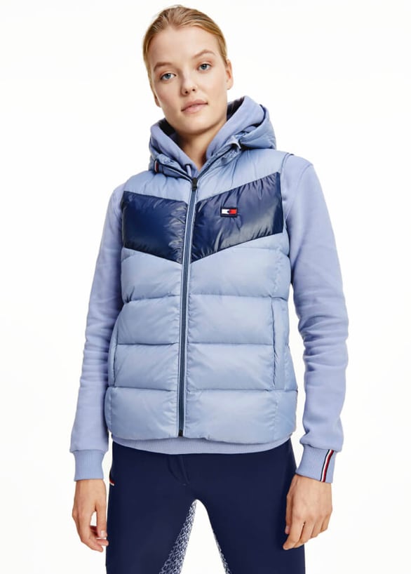 ダウンベスト レディース 撥水加工 Tommy Hilfiger Equestrian ダークブルー・ムーンストーン