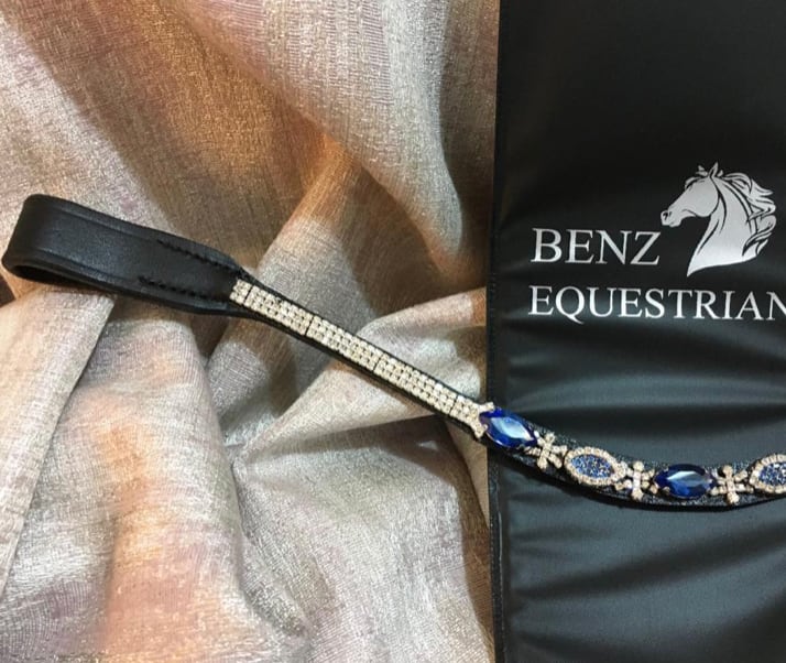 ブリング額革 サファイアクリスタル Benz Equestrian