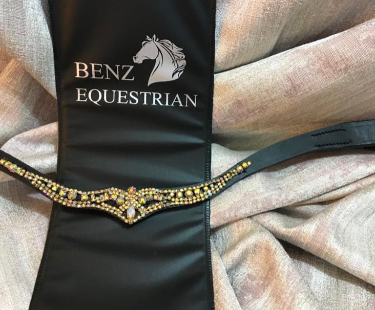 メガブリング額革 ゴールド Benz Equestrian