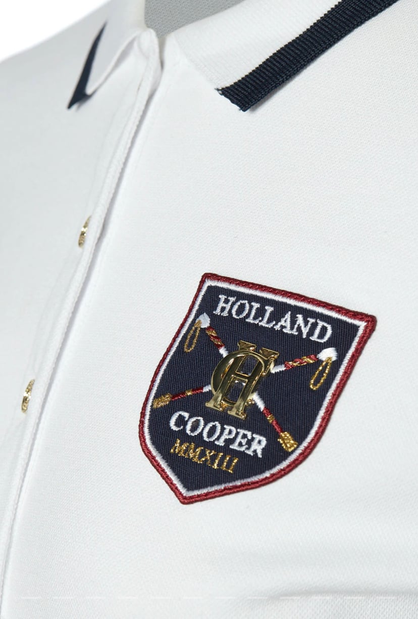 【即日配送】乗馬用レディースポロシャツ 長袖 ダークネイビー/ホワイト Holland Cooper