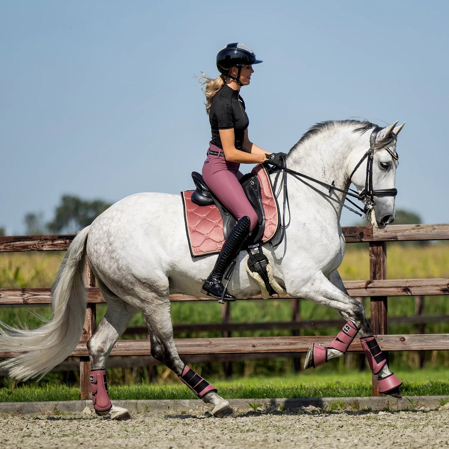 馬場用ゼッケン ベルベット素材 クイックドライ加工 Mrs Ros Equestrian ローズ