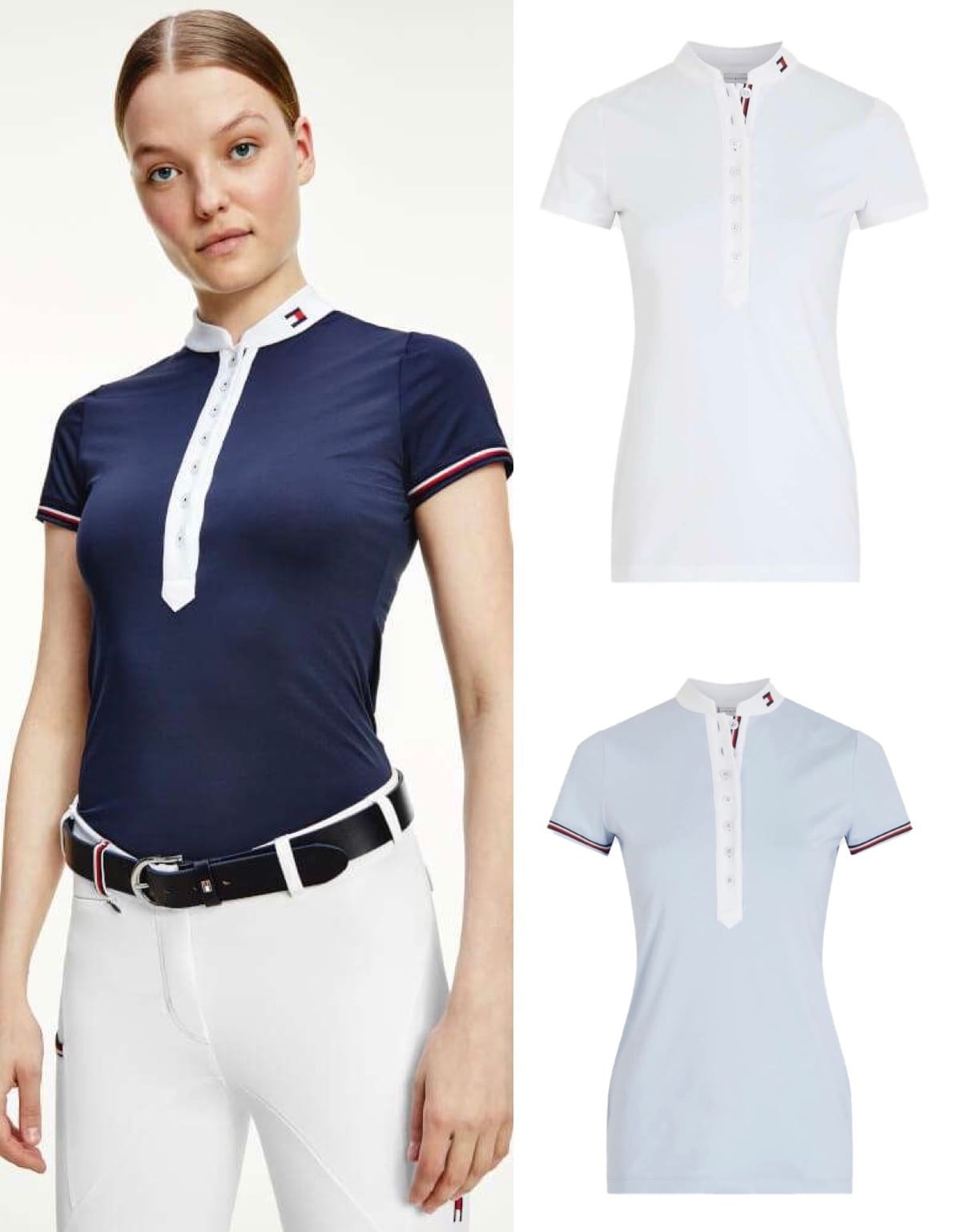 【即日配送】競技用シャツ レディース Tommy Hilfiger Equestrian ダークブルー ホワイト スカイブルー