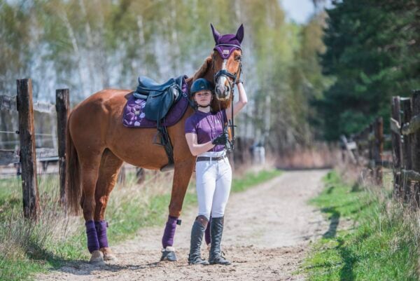 乗馬用ゼッケン 馬場用 障害用 花柄 プラム