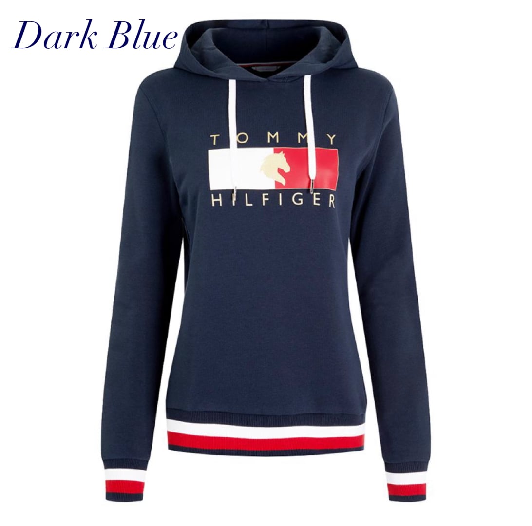 乗馬用レディースパーカー Tommy Hilfiger Equestrian ダークブルー・レッド・ピンク