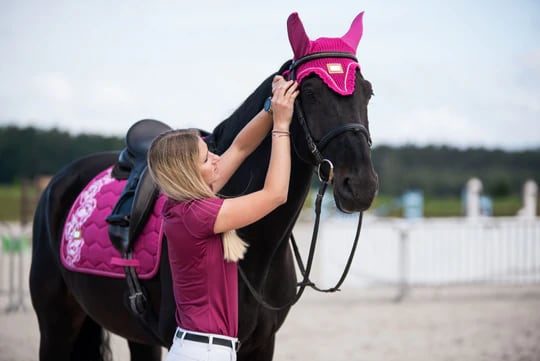 乗馬用ゼッケン 馬場用 障害用 牡丹柄 フューシャピンク