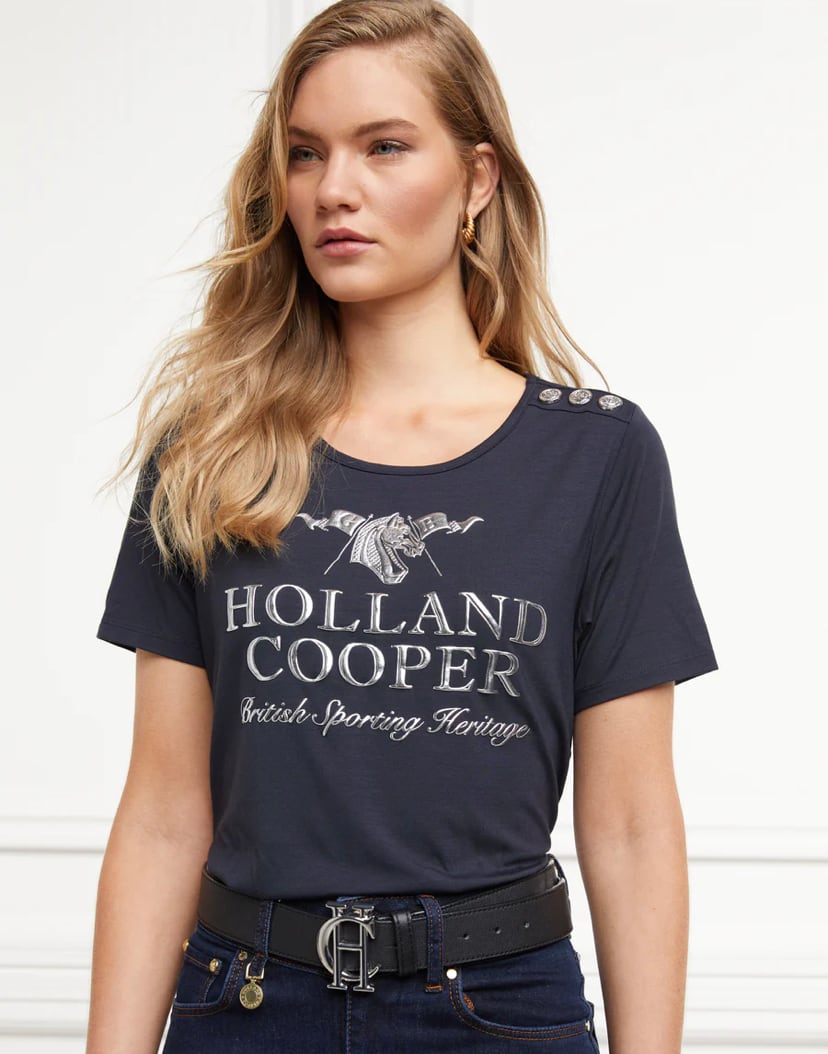 Holland Cooper ロゴTシャツ レディース ダークネイビー