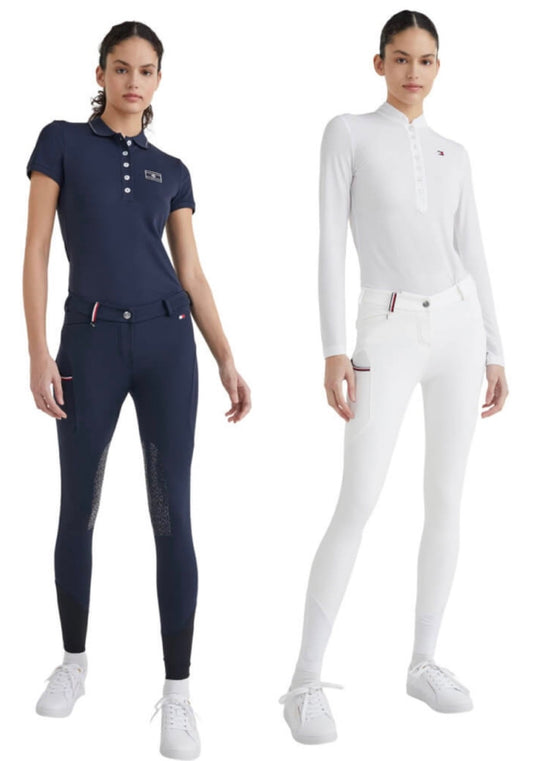 4wayストレッチキュロット ニーグリップ 乗馬キュロット レディース Tommy Hilfiger Equestrian ネイビー/ホワイト