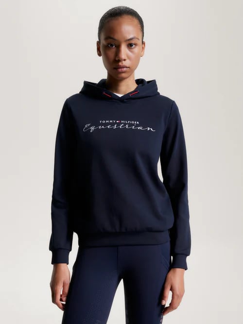 乗馬用スェットパーカー 色褪せ防止加工 レディース Tommy Hilfiger Equestrian ネイビー