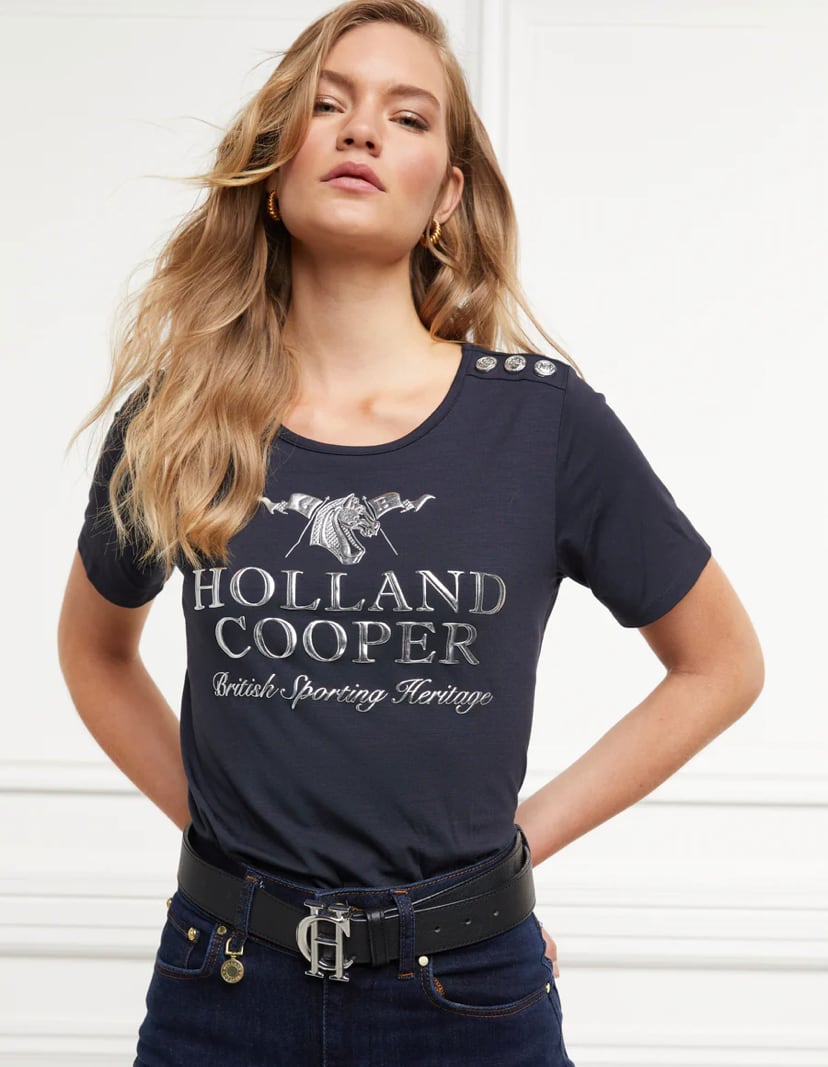 Holland Cooper ロゴTシャツ レディース ダークネイビー