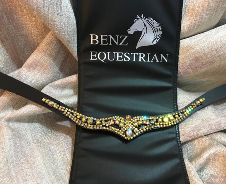 メガブリング額革 ゴールド Benz Equestrian