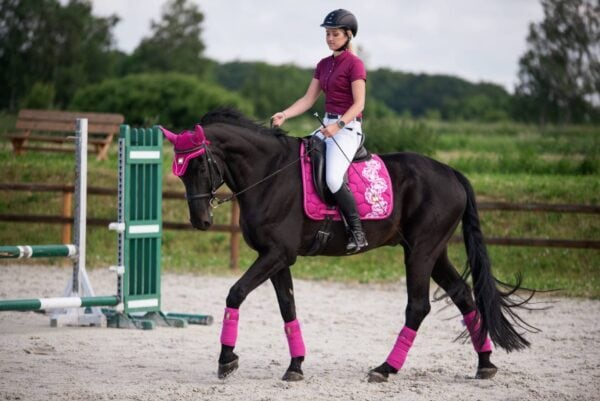 乗馬用ゼッケン 馬場用 障害用 牡丹柄 フューシャピンク