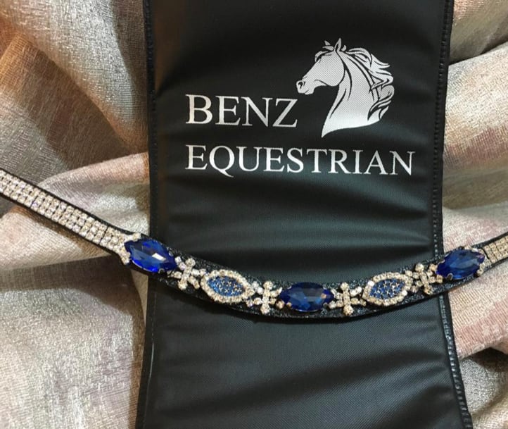 ブリング額革 サファイアクリスタル Benz Equestrian