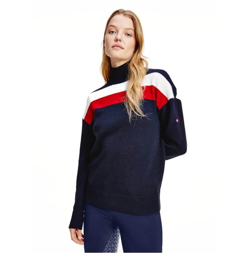 乗馬用セーター レディース Tommy Hilfiger Equestrian ダークブルー・ムーンストーン