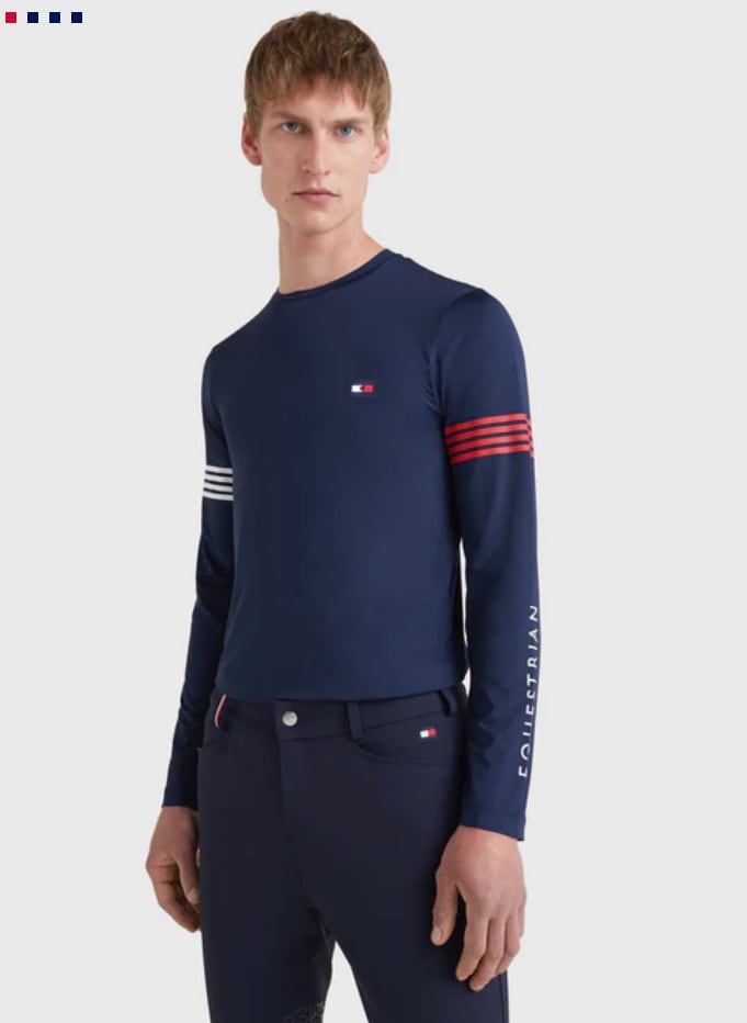 乗馬用エコパフォーマンスTシャツ メンズ 長袖 Tommy Hilfiger Equestrian 2022AW